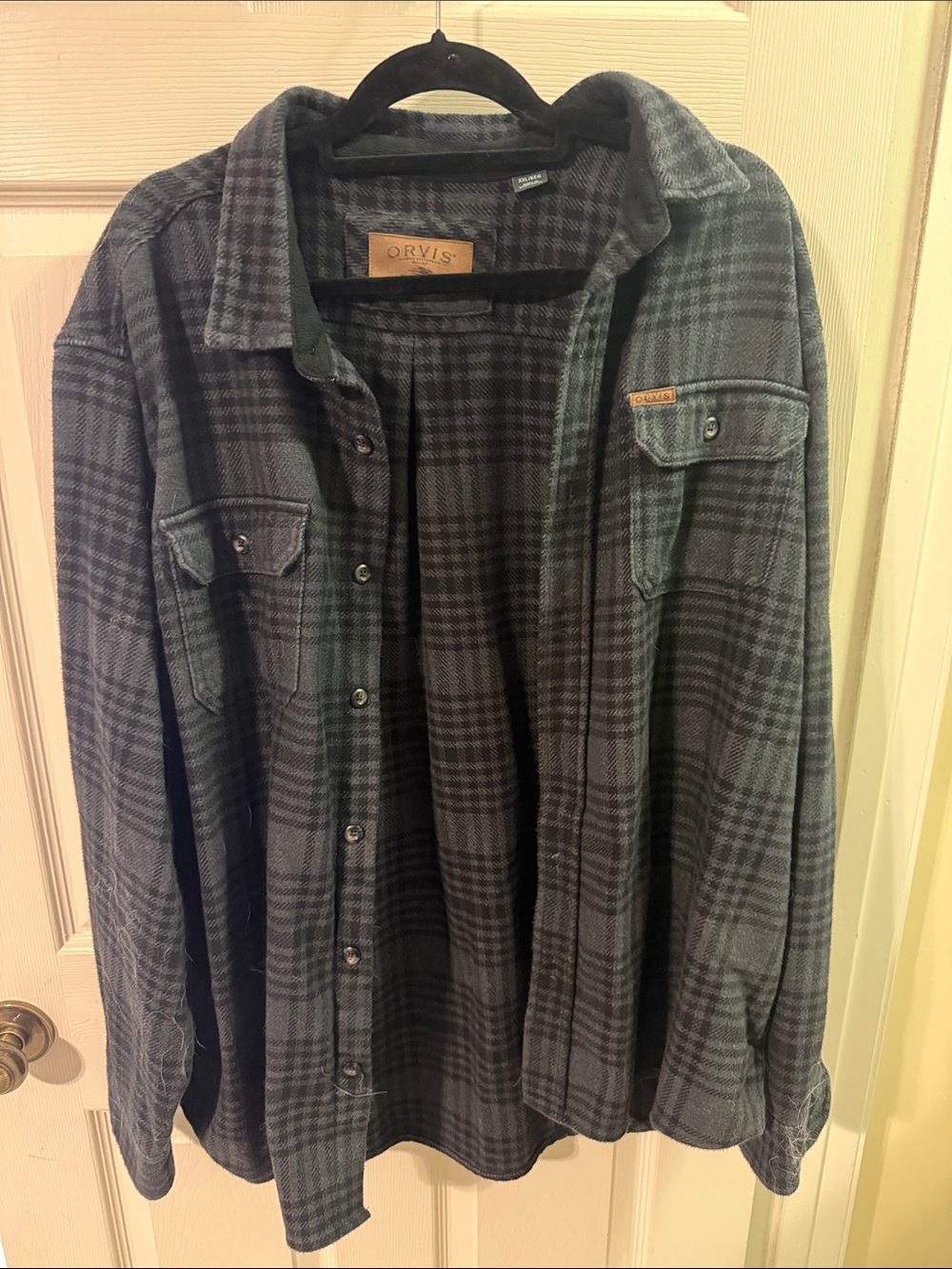Orvis Charcoal Plaid Button-Up Flannel Shirt